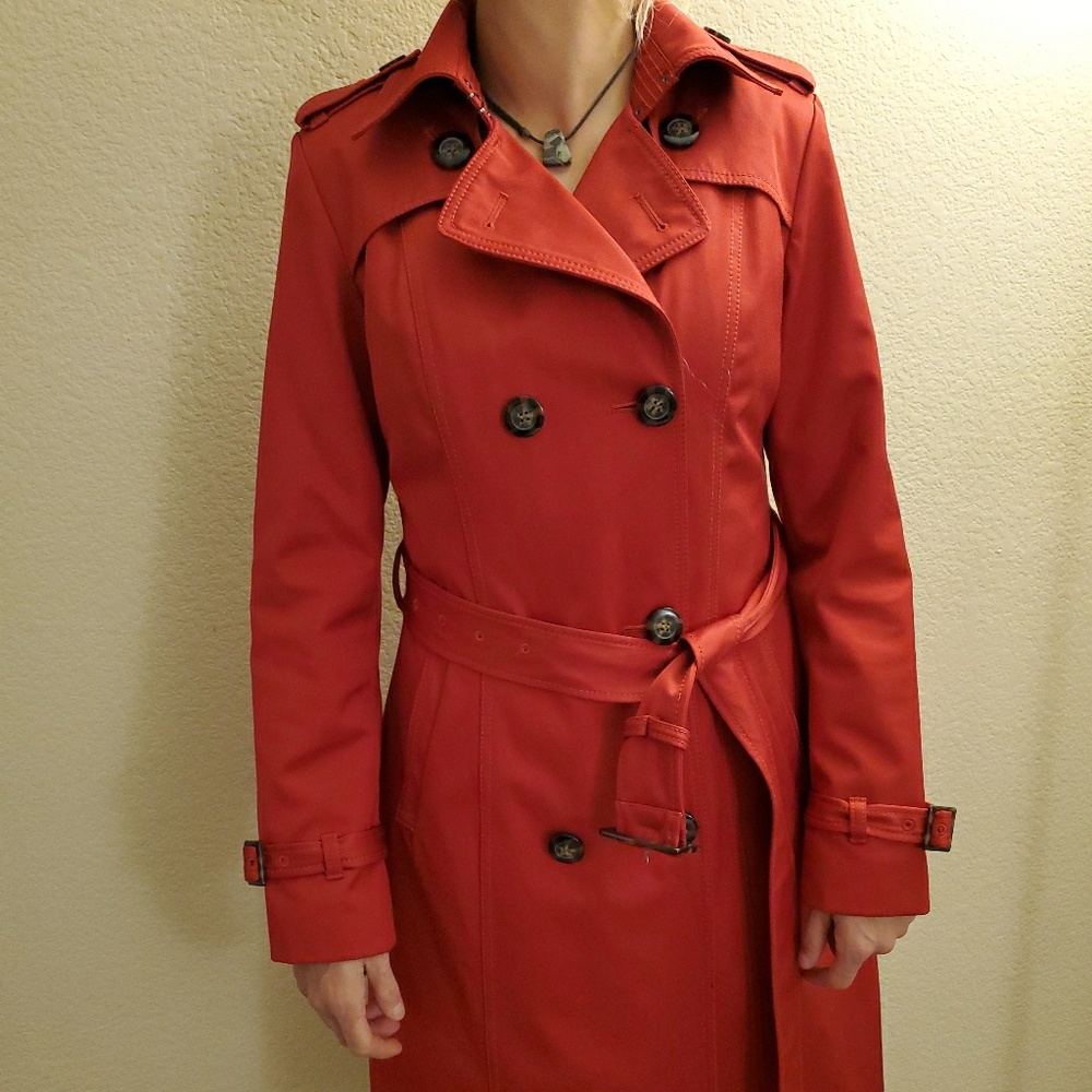 Dawn levy red trench coat